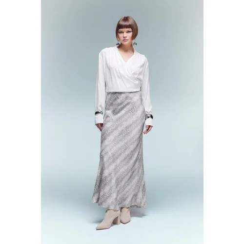 Defacto A-Line Patterned Normal Waist Satin Midi Skirt