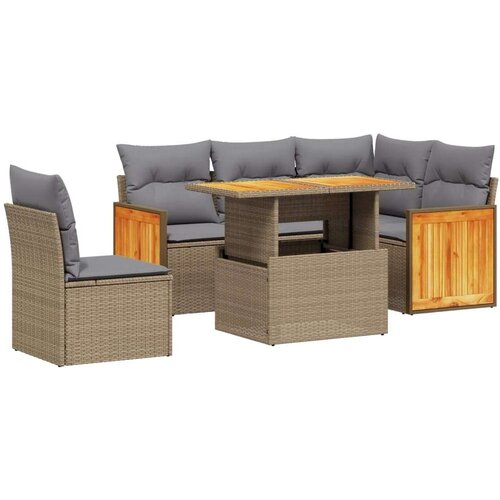 vidaXL 6-dijelni set vrtnih sofa s jastucima bež od poliratana Cijene