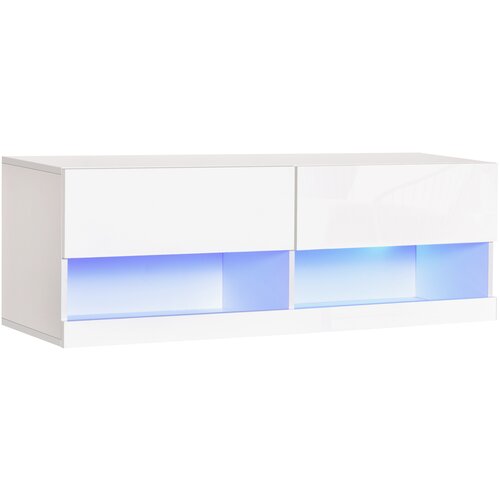 HOMCOM viseča lesena TV omarica, sodobno TV stojalo z LED lučmi v 20 barvah, za televizor max. 42'', bela v sijaju, 120x35x40,5 cm, 120x35x40,5 cm, (20745666) Cene