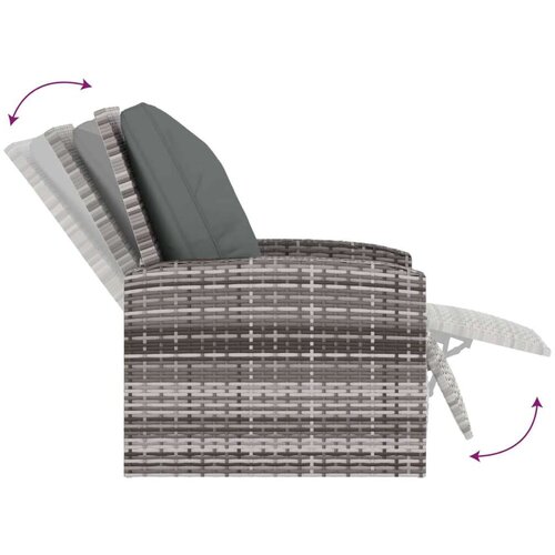 VidaXL Vrtni naslonjač s jastucima od poliratana sivi Slike