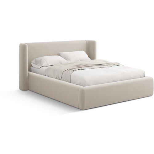 Windsor & Co Sofas Bež oblazinjena zakonska postelja s prostorom za shranjevanje z letvenim dnom 200x200 cm Jason – Cene