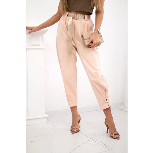 Kesi Włoski Summer Punto trousers with leg closure apricot Slike