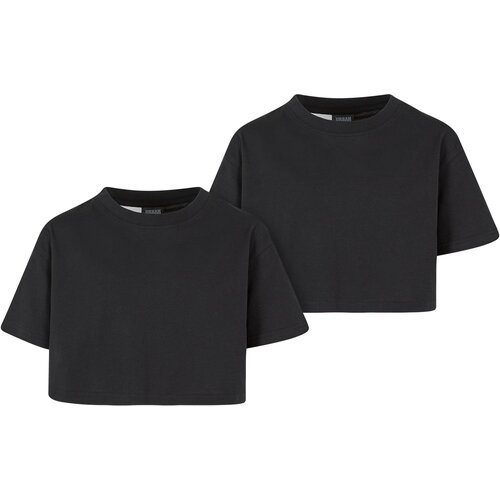 Urban Classics Kids girls' short kimono tee t-shirt - 2 pack black+black Slike