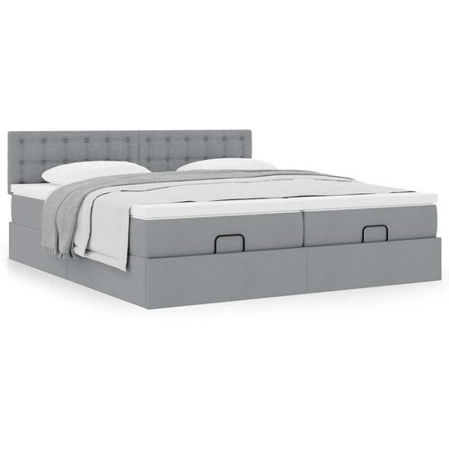 VidaXL Otomanski posteljni okvir z vzmetnicami siv 160x200 cm blago Slike