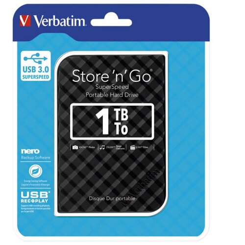 Hard DISK 2.5&amp;quot; 1TB USB 3.0 - 3D SURFACE VERBATIM 53194 CRNI BLISTER Slike