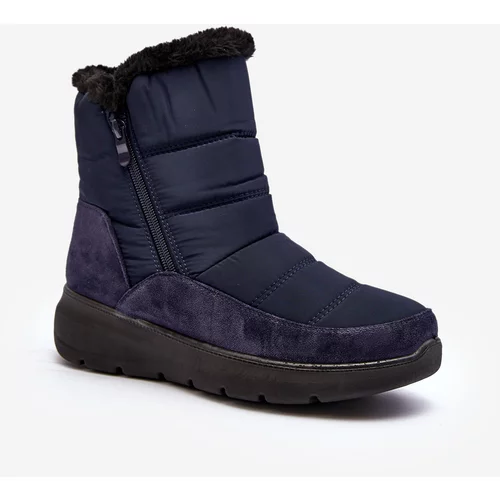 Kesi Women's snow boots with fur, Navy Blue Primose