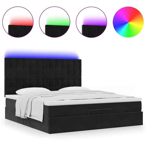 VidaXL otomanski okvir kreveta s madracima crni 180x200cm bar&amp;scaron;unasti Slike