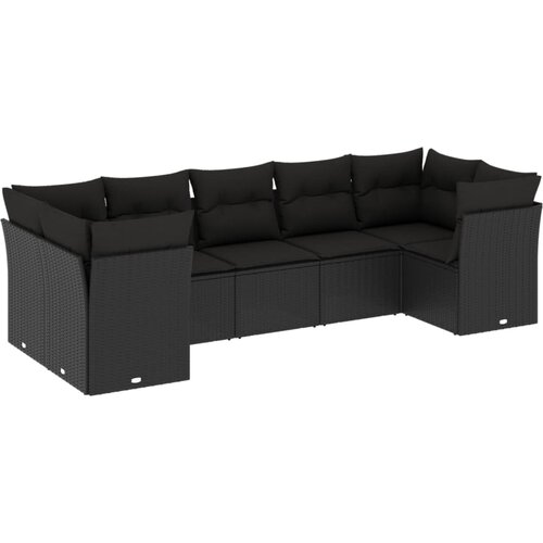  7-dijelni set vrtnih sofa od poliratana s jastucima crni Crna 62 x 62 x 69 cm Slike