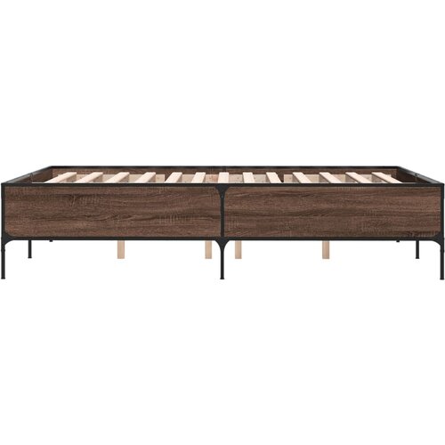  Okvir kreveta smeđi hrast 140x200cm konstruirano drvo i metal Slike