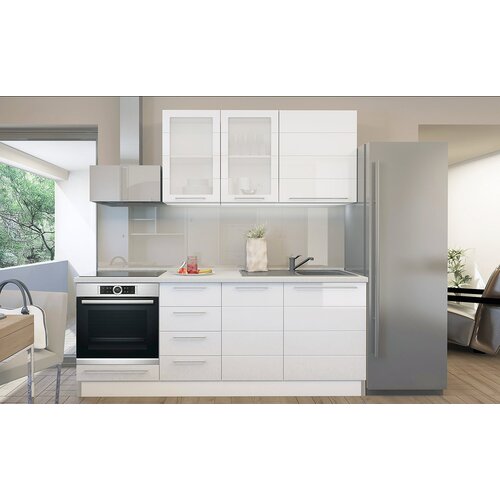 Jela KUHINJA HIGHLINE 210 CM (TUDI PO MERI / NARO�ILU)-Bela (visoki sijaj) Cijene