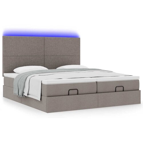  Ottoman krevet s madracima i LED diodama boje taupe 160x200 cm, tkanina Slike
