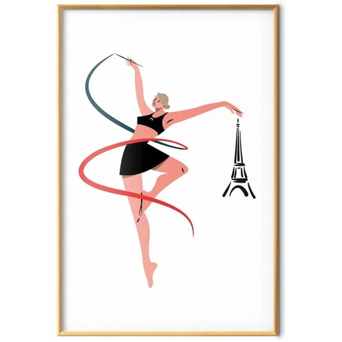  Plakat - Illustration of a Woman with a Ribbon - Artistic Gymnastics 29.7x42 Zlatni okvir Slike