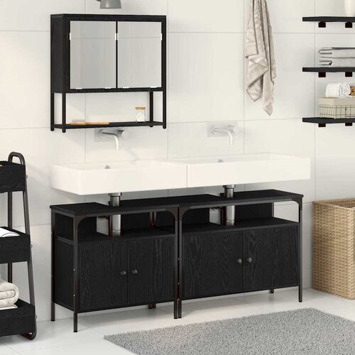 Set namje&scaron;taja za kupaonicu Zidne 3 pcs Crna Konstruirano drvo Cijene