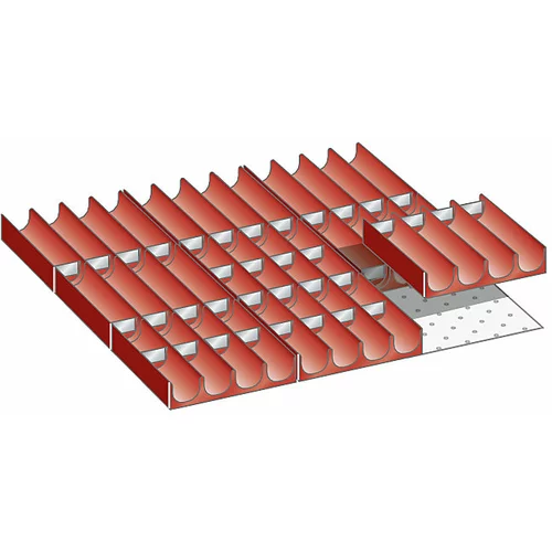 LISTA Komplet za delitev predalov, kotanjasti vložki, rdeči, za višino 50 mm, 49-delni