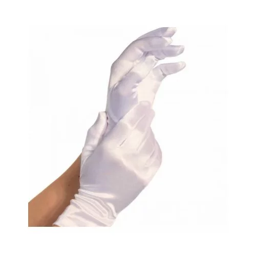 Leg Avenue Wrist Length Satin Gloves 2B White