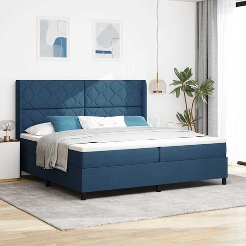  LED Box Spring Krevet s uzglavljem Plava 200 x 200 cm tkanina Cijene