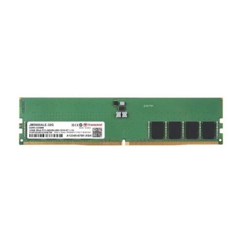 Transcend DDR5 32GB 5600MT/s, On-die ECC U-DIMM, CL46 1.1V, 288-pin 2Rx8 (2Gx8)x16 Slike