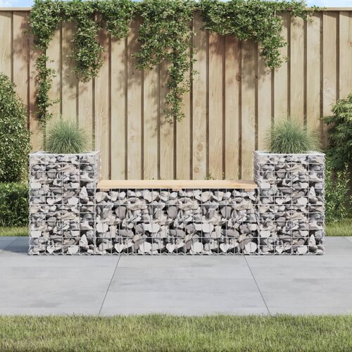  The Living Store Vrtna gabionska klop 183x41x60,5 cm trdna borovina - Vrtna Klop, (21446060) Slike