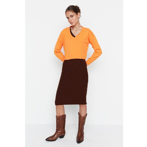 Trendyol Brown Dress-Sweater Knitwear Dress Slike