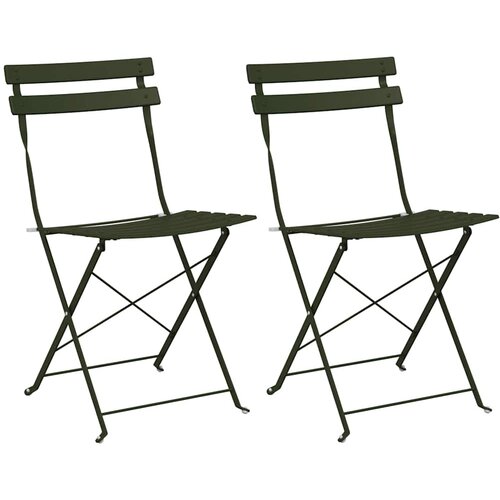  Sklopiva stolica za vrt 2 pcs Zelena 42 x 46 x 82cm Metal Slike