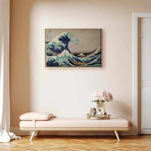  Slika - Hokusai Katsushika &amp;ndash; The Great Wave off Kanagawa 90x60 U prirodnom drvenom okviru Slike