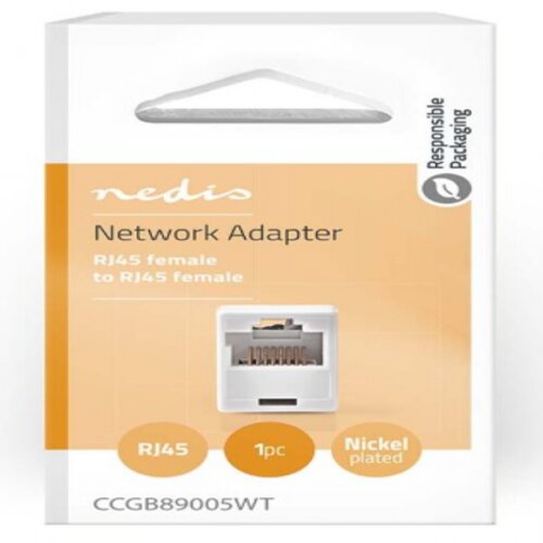 Nedis CCGB89005WT network coupler, CAT5, unshielded, RJ45 female, straight, abs Slike