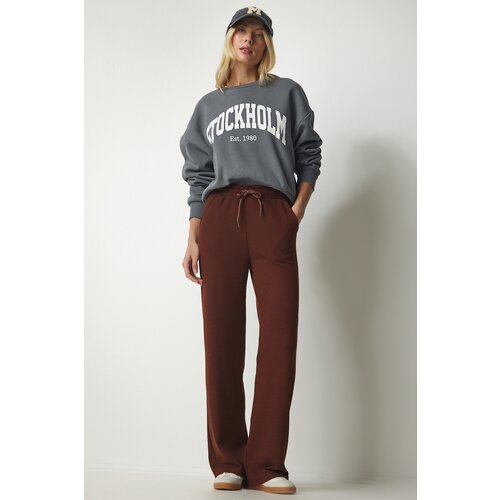 Happiness İstanbul Women's Brown Camisole with Pockets Sweatpants Cene