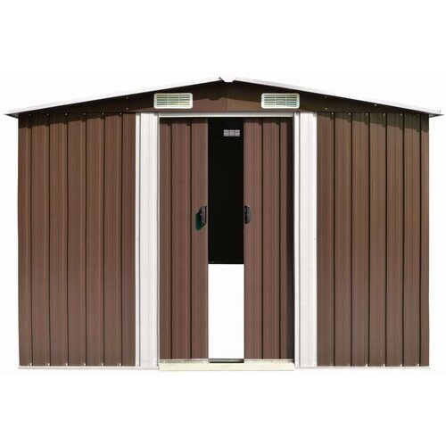 VidaXL vrtna kućica 257 x 392 x 181 cm metalna smeđa Slike