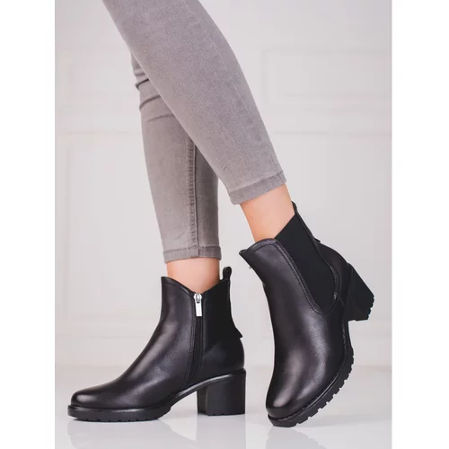 SHELOVET Ankle boots women's on the post black