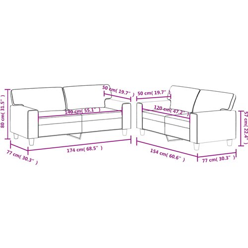  2-dijelni set sofa boja cappuccina od umjetne kože Slike