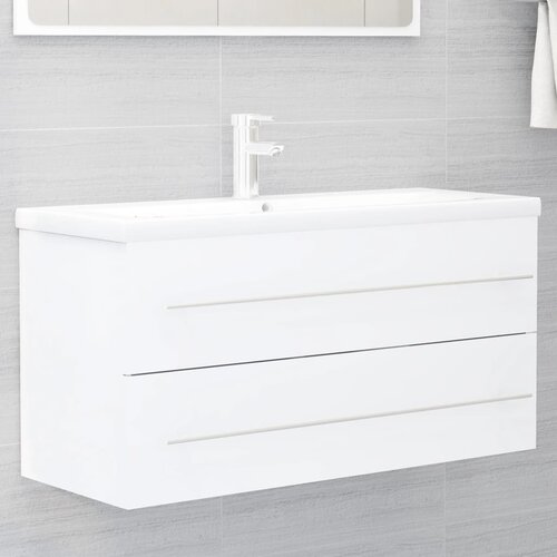 vidaXL Omarica za umivalnik bela 100x38,5x48 cm iverna plošča Cene