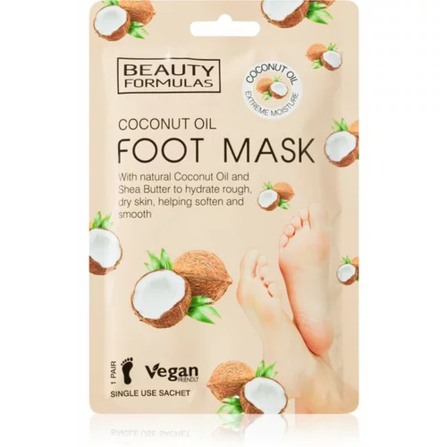 Beauty Formulas Coconut Oil vlažilna in hranilna maska za noge 1 kos