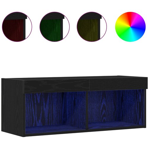  Set TV komoda Crni hrast 80 x 30 x 30 cm Konstruirano drvo Slike