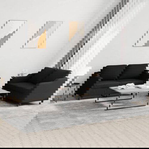  The Living Store Sedežna garnitura 2-delna z blazinami črno blago - Sedežna Garnitura, (21481238) Cene