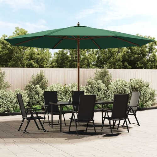VidaXL Vrtni suncobran s drvenim stupom zeleni 400 x 273 cm Slike