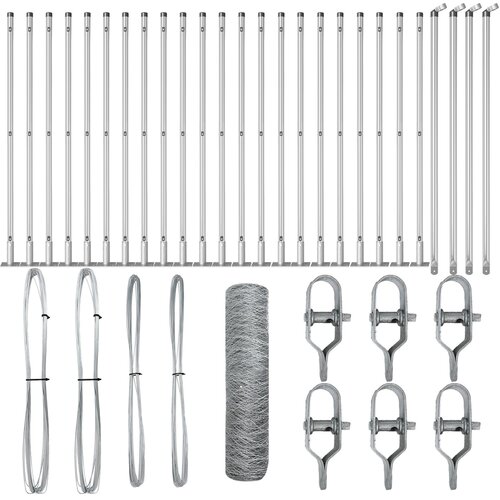 VidaXL heksagonalna ograda 0,5x50 m galvanizirani čelik, stupovi ograde s osnovnim pločama 13 kom &amp;Oslash;32mm 70cm galvanizirani čelik Slike