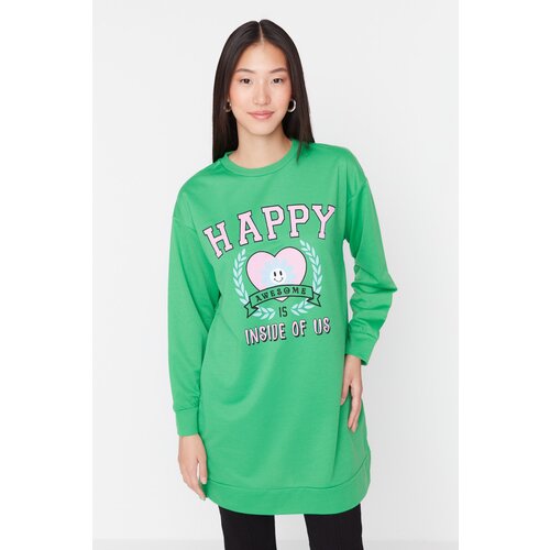 Trendyol Green Printed Knitted Sweatshirt Slike