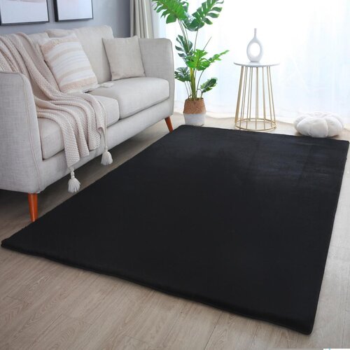 XXXL Preproga Z Visokim Florom Pouffy, Črna, 160x230cm Slike