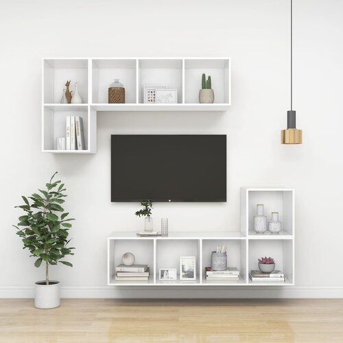  Zidni ormarići 4 kom bijeli 37 x 37 x 37 cm konstruirano drvo Slike