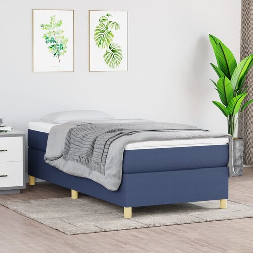 VidaXL Box spring postelja z vzmetnico modra 100x200 cm blago Slike
