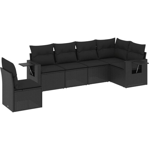 Maison Chic Seti vrtnega pohištva - Vrtna garnitura - Vrtni pohištvo set 6-delna z blazinami črna poli ratan, (21804142) Cene