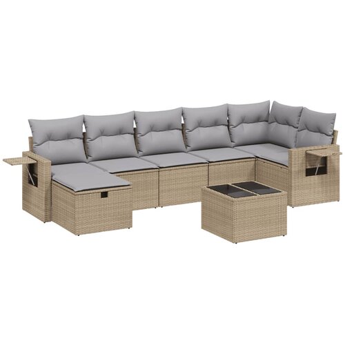  8-dijelni set vrtnih sofa s jastucima bež od poliratana Slike