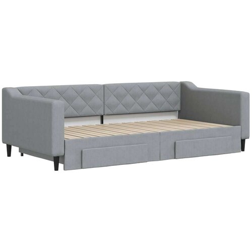VidaXL Dnevni krevet na razvlačenje svjetlosivi 100x200 cm od tkanine Slike