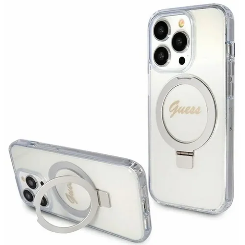 Guess Magsafe ohišje za Apple iPhone 15 Pro Max TPU Ring Stand, Prozorno, (21244204)