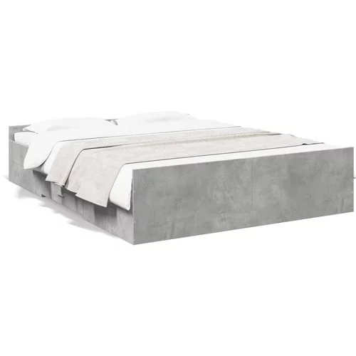  Okvir kreveta s ladicama siva boja betona 150 x 200 cm drveni