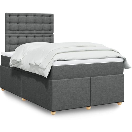 VidaXL Krevet s oprugama i madracem tamnosivi 120 x 200 cm od tkanine Slike