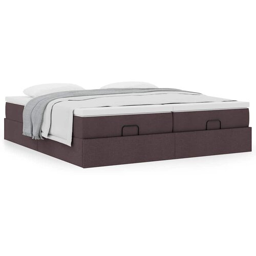VidaXL Otomanski posteljni okvir z vzmetnicami rjav 200x200 cm blago Slike