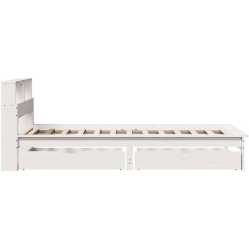 VidaXL Krevet s regalom za knjige bez madraca bijeli 75x190cm borovina Slike