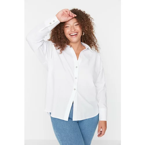 Trendyol Curve White Button Detailed Loose Woven Shirt