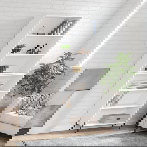 VidaXL Visoka komoda bela 69,5x32,5x180 cm inženirski les Slike